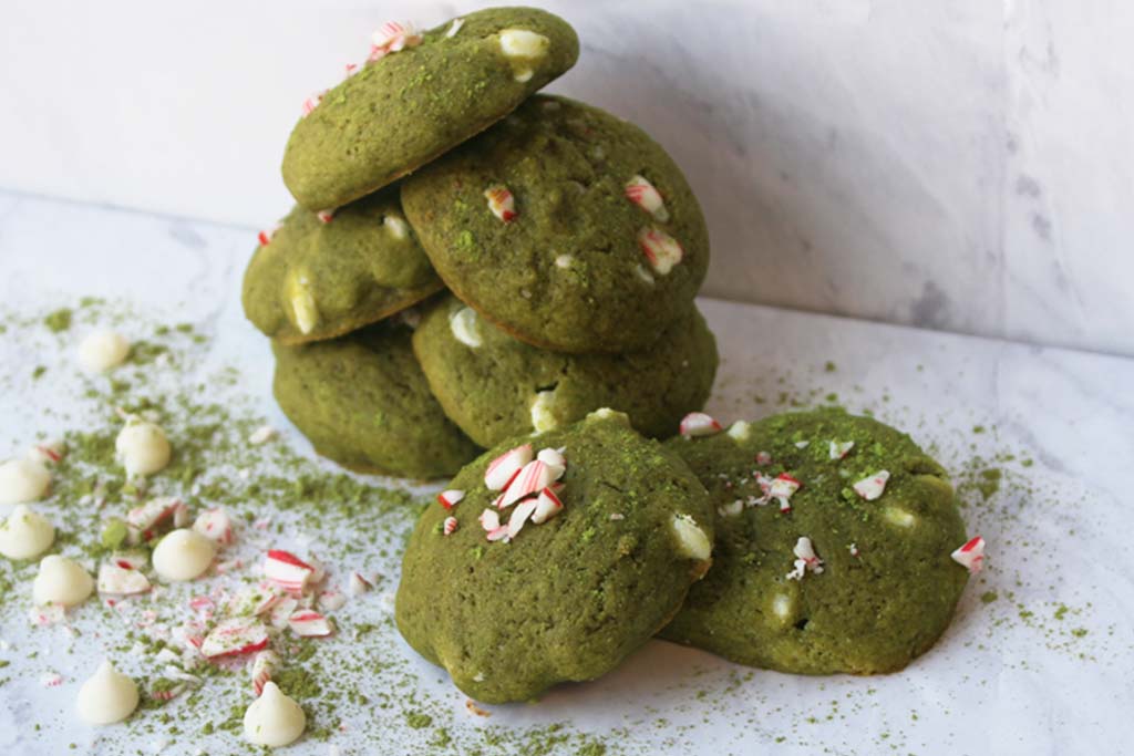 organic matcha white chocolate peppermint cookies