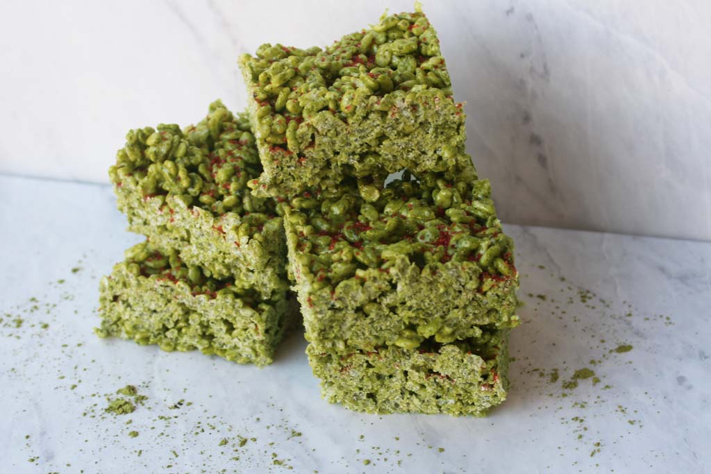 organic matcha brown butter rice krispies