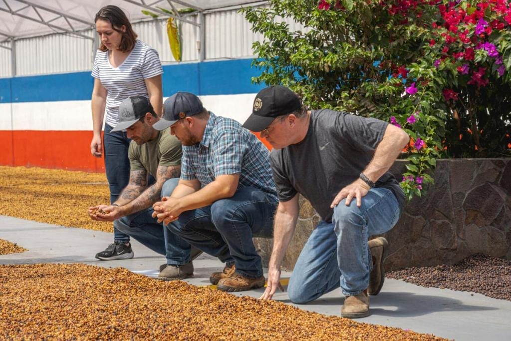 Team RNY on location at Las Lajas' specialty coffee mill in Costa Rica