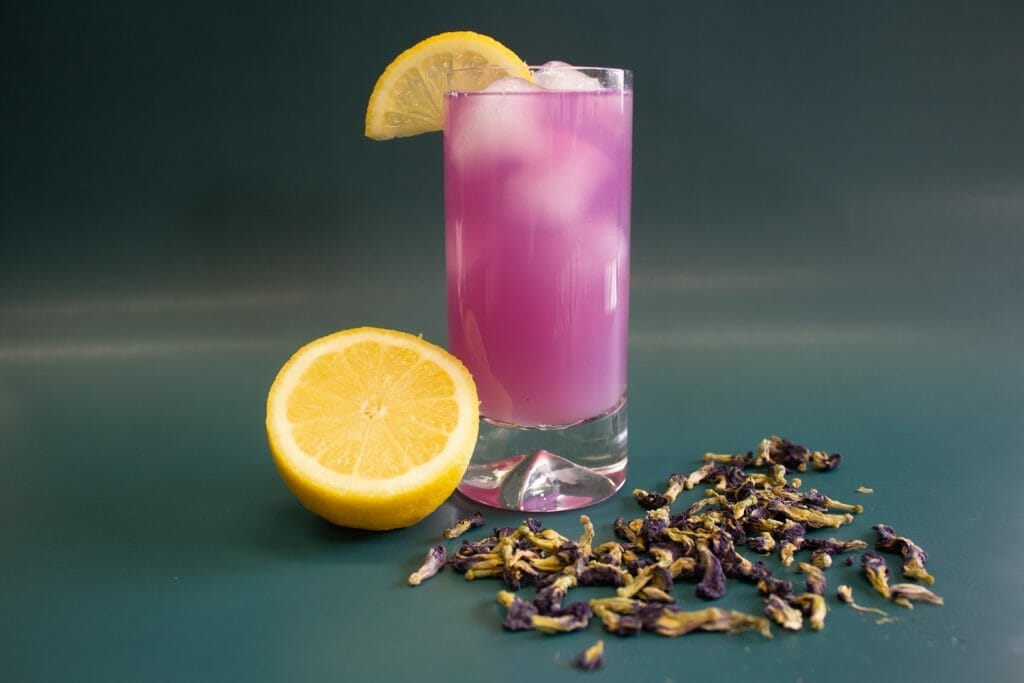 Royal Tea New York's butterfly pea flower tea with lemon juice